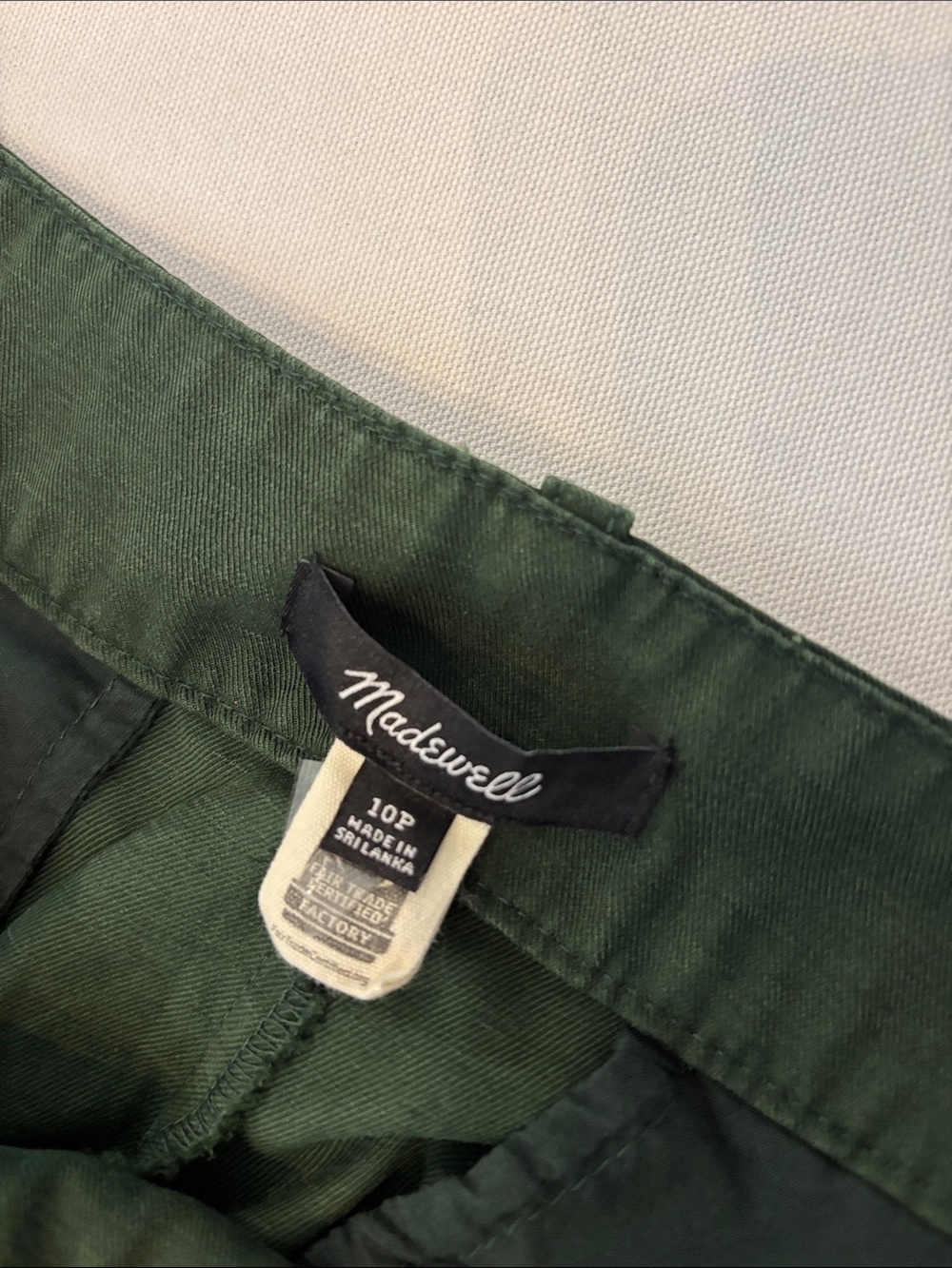 Madewell Army Green Wide-Leg Cropped Cotton Linen Blend Pleated Trousers. 10P - Picture 6 of 12